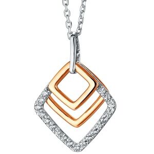 925 Sterling Silver Rose Gold Over Silver Square Diamond Geometric Cubic Zircon